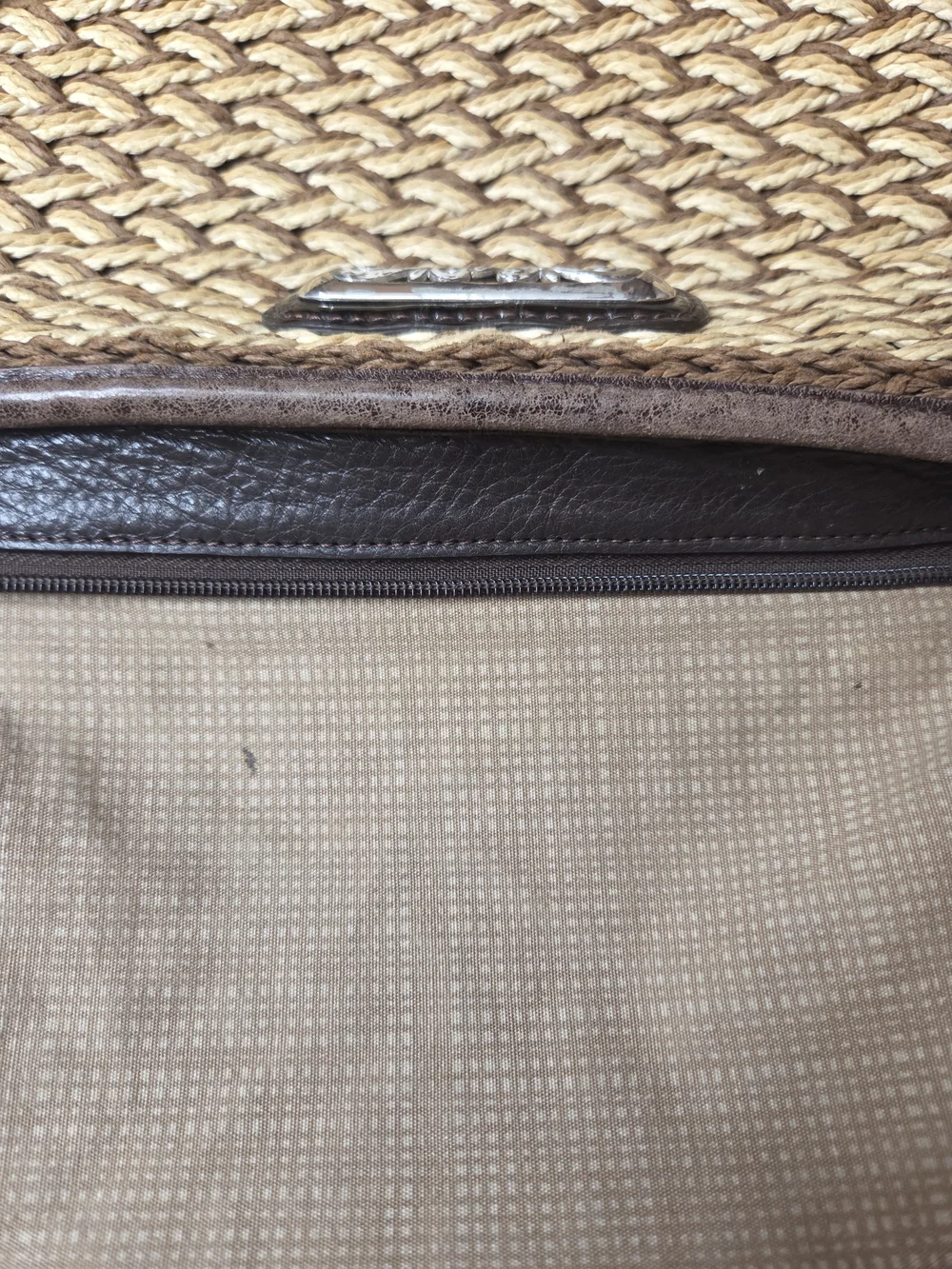 Brighton Woven Straw Crossbody with Brown Trim and Chocolate Strap-See Pictures
